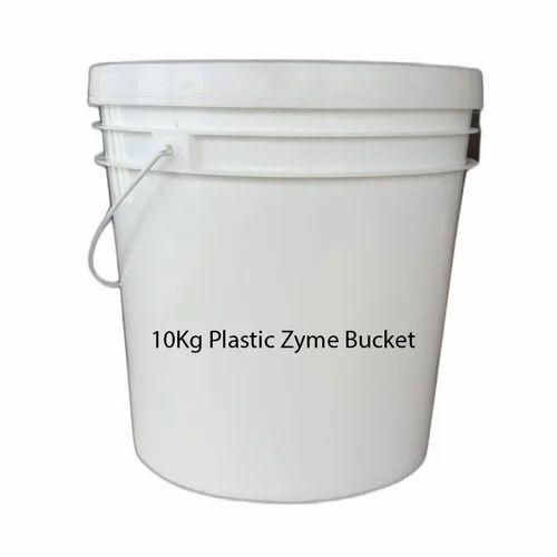 White 10 Kg Plastic Zyme Bucket, Unbreakable
