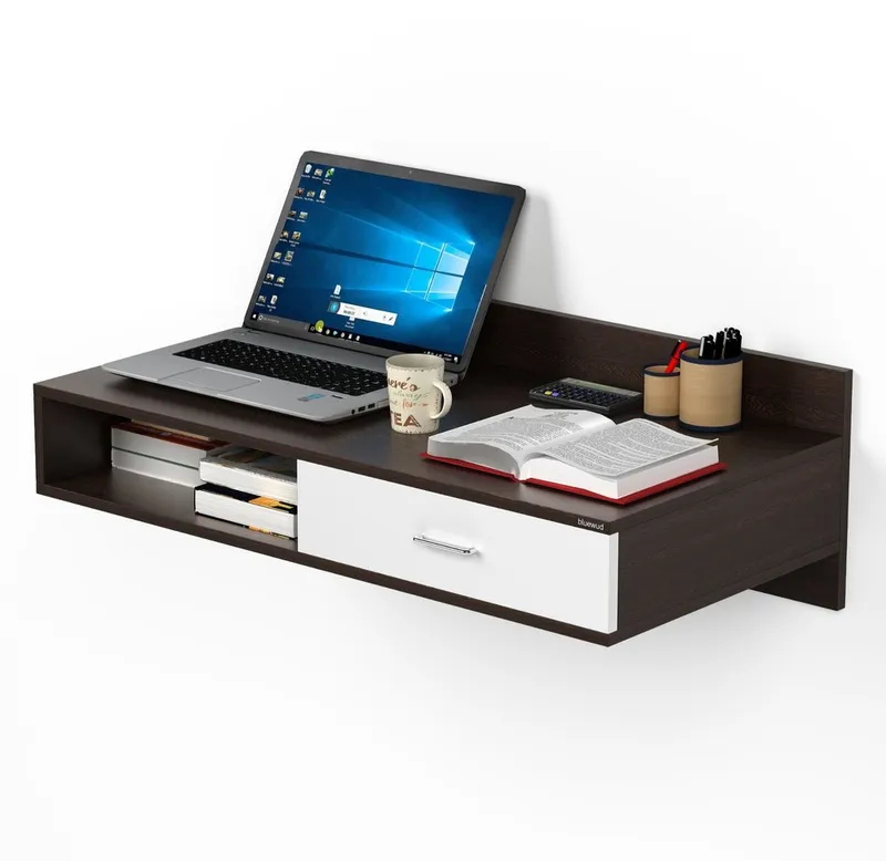 Engineered Wood BLUEWUD Reynold Wall Mount Study Cum Laptop Table with Drawer (Wenge)