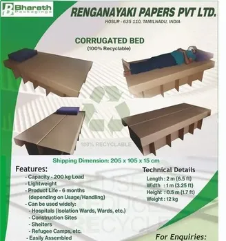 Paper Brown Corrugated Bed, Size: 2 M X 1 M X 0.5 M, Size/Dimension: Packed Size: 205 X 105 X 15 Cm