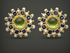 Peridot  Sapphire Earring