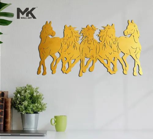 Wall Decoration Golden Riding Horse, Size: 324 x 600 x 10 Mm