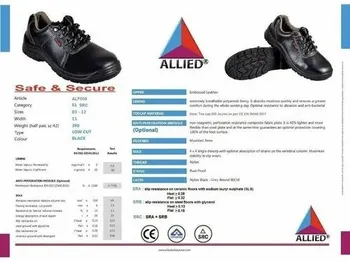 ALLIED CE Single Density PU Sole Low Ankle Buffalo Leather Safety Shoes, Size: 8, Model Name/Number: ALF008