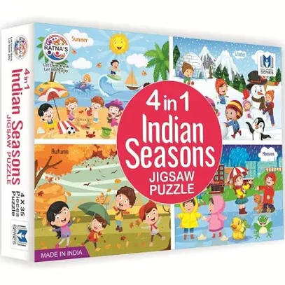 4 in 1 Indian Seasons Jigsaw Puzzle for Kids. 4 Jigsaw Puzzles 35 Pieces Each