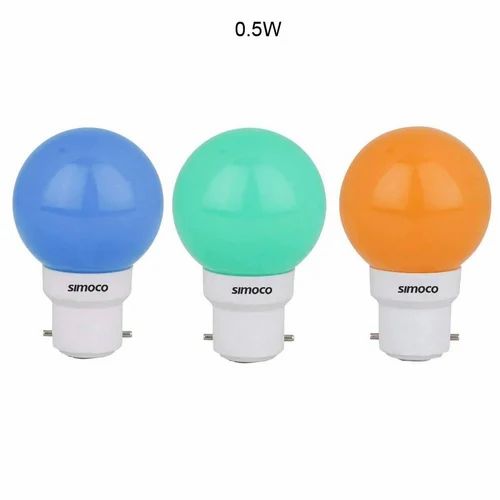 PBT and PC Simoco 0.5W Colored LED Bulbs, Cool daylight, Model Name/Number: SLBU05R