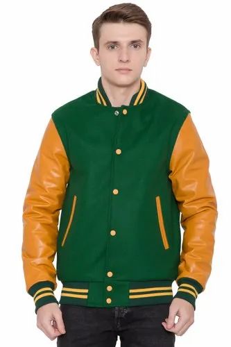 Wool Leather Men Stylish Varsity Jacket