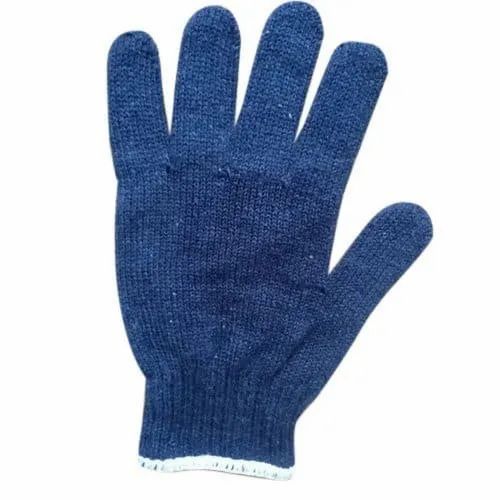 Blue Knitted Cotton Hosiery Gloves