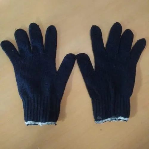 Blue Cotton Woolen Gloves